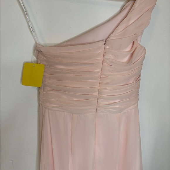 NWT After Six Blush Pink One Shoulder Pleated Maxi Formal Gown - Picture 5 of 10